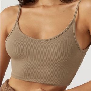 Joah Brown Low Back Crop Cami - XS Taupe NWT